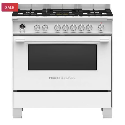 Fisher & Paykel 90cm Series 9 Classic 5 Burner Dual Fuel Pyrolytic Cooker - White
OR90SCG6W1